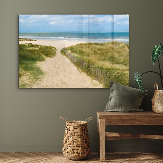 Peinture sur verre - Plage - Mer - Dune - België - 120x80 cm - Peintures Plexiglas