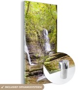 MuchoWow® Glasschilderij 60x120 cm - Schilderij acrylglas - Watervallen diep in de bossen van het Nationaal park Brecon Beacons - Foto op glas - Schilderijen