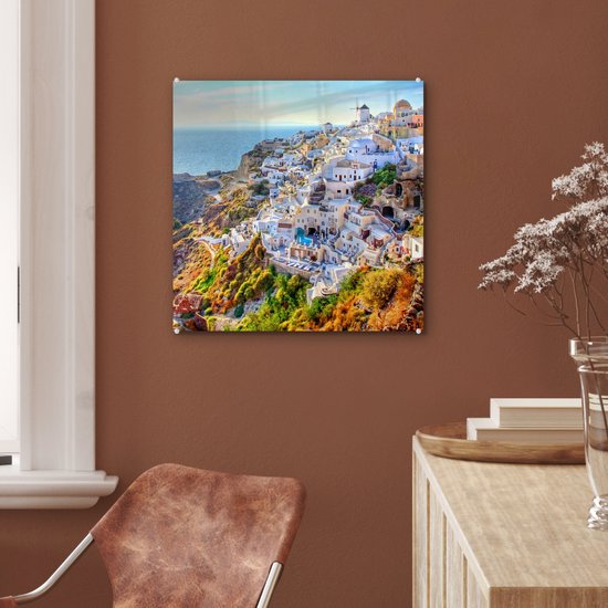 Peinture sur Verre - Montagnes de Santorin Grèce - 50x50 cm - Peintures sur Verre Peintures - Photo sur Glas