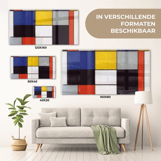 Peinture sur Verre - Composition A - Piet Mondrian - 120x60 cm - Peintures sur Verre Peintures - Photo sur Glas