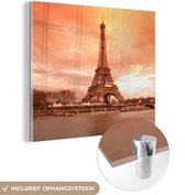 MuchoWow® Peinture sur Verre - Tour Eiffel - Paris - Ciel - 20x20 cm - Peintures sur Verre Acrylique - Photo sur Glas
