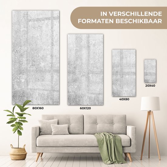 MuchoWow® Glasschilderij 20x40 cm - Schilderij acrylglas - Beton - Grijs - Muur - Foto op glas - Schilderijen
