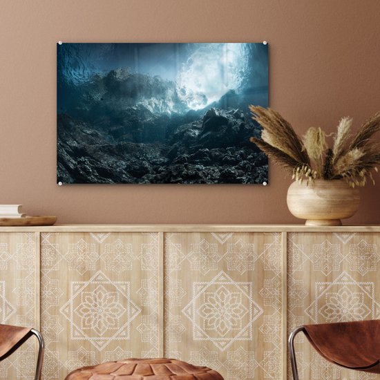 Glas à eau Dark Rocks 60x40 cm - Tirage photo sur Glas (décoration murale en plexiglas)