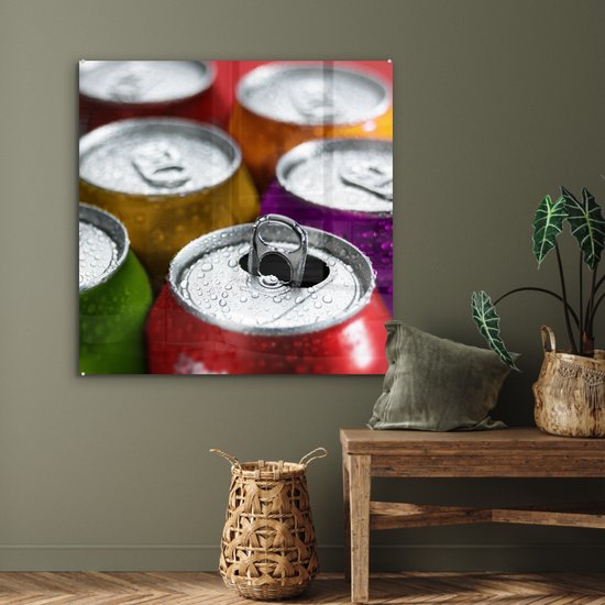 MuchoWow® Peinture sur verre - Canettes de boissons gazeuses - 90x90 cm - Peintures sur verre acrylique - Photo sur Glas