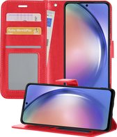 Hoesje Geschikt voor Samsung A54 Hoesje Book Case Hoes Portemonnee Cover Walletcase - Hoes Geschikt voor Samsung Galaxy A54 Hoes Bookcase Hoesje - Rood