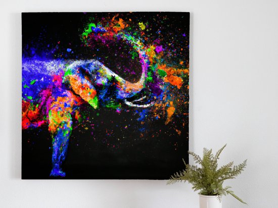 Powder Color Elephant kunst - 80x80 centimeter op Canvas | Foto op Canvas - wanddecoratie