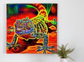 Trippy hagedis in de woestijn kunst - 40x40 centimeter op Canvas | Foto op Canvas - wanddecoratie