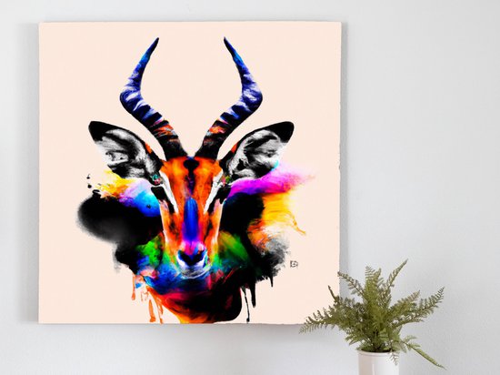 Wild impala kunst - 30x30 centimeter op Canvas | Foto op Canvas - wanddecoratie