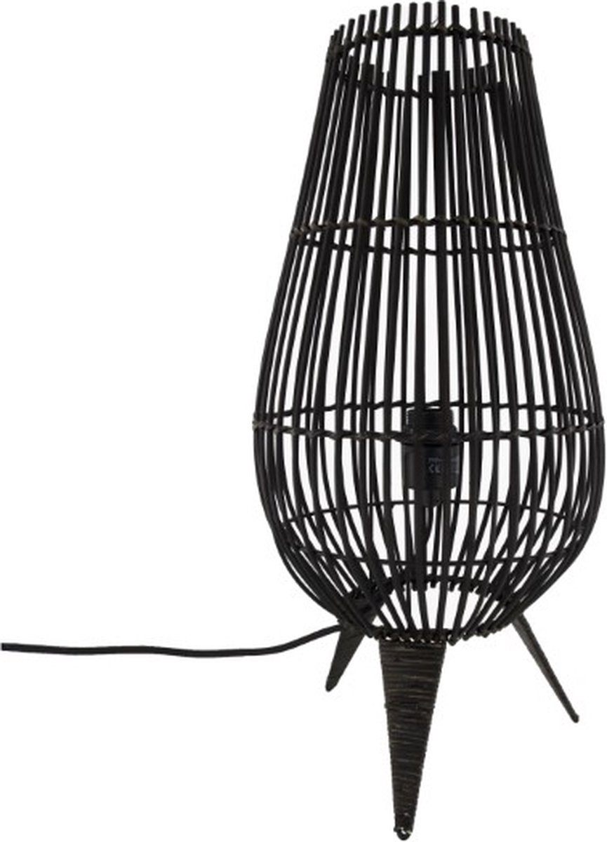 DKNC Staande lamp bamboe 28x28x58cm Zwart