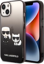 Karl Lagerfeld iPhone 14 Polycarbonaat/TPU Hoesje - Bescherm je Telefoon met Transparant/Zwarte Achterkant.