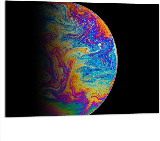 Dibond - Wereldbol in Regenboog Kleuren - 100x75 cm Foto op Aluminium (Met Ophangsysteem)