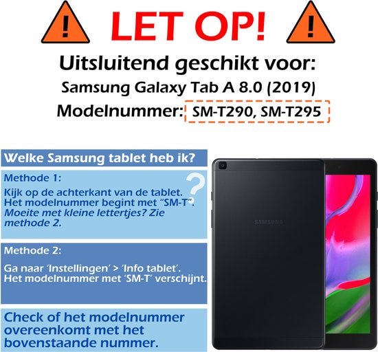 Samsung Galaxy Tab A 8.0 (2019) Cover Book Case Cover avec protecteur d'écran - Samsung Galaxy Tab A 8.0 (2019) Book Case avec verre de protection - Vert foncé