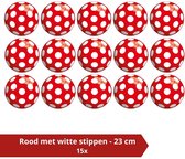Bal - Voordeelverpakking - Rood met witte stippen - 23 cm - 15 stuks