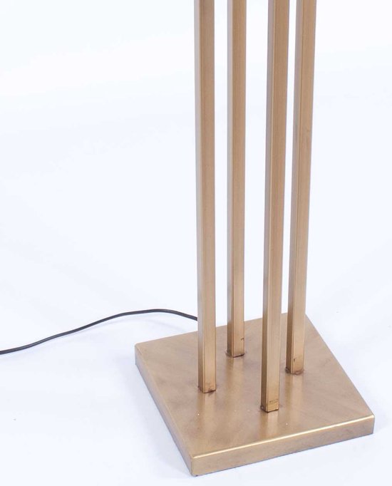 Lampadaire carré avec abat-jour en velours Roma | 1 lumière | marron / bronze / or | métal / tissu | Ø 45 cm | 165 cm de hauteur | lampadaire / lampadaire | design moderne / attrayant / classique