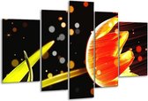 Glasschilderij Tulp - Oranje, Zwart - 170x100cm 5Luik - Foto Op Glas - Geen Acrylglas Schilderij - 6000+ Glasschilderijen Collectie - Wanddecoratie