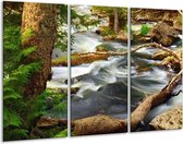 GroepArt - Schilderij -  Natuur - Grijs, Bruin, Groen - 120x80cm 3Luik - 6000+ Schilderijen 0p Canvas Art Collectie