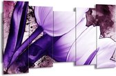 GroepArt - Canvas Schilderij - Tulpen - Paars, Wit - 150x80cm 5Luik- Groot Collectie Schilderijen Op Canvas En Wanddecoraties