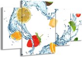 GroepArt - Schilderij -  Fruit, Keuken - Wit, Geel, Blauw - 160x90cm 4Luik - Schilderij Op Canvas - Foto Op Canvas