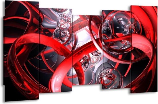 verhaal Uitgaand Oorzaak GroepArt - Canvas Schilderij - Abstract - Rood, Zwart, Wit - 150x80cm  5Luik- Groot... | bol.com