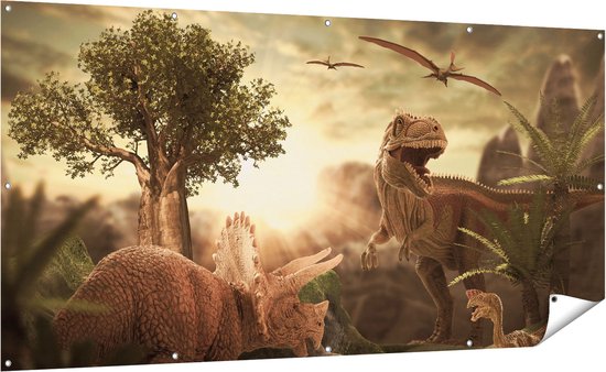 Gards Tuinposter Dinosauri rs in de Natuur - Dino's - 200x100 cm