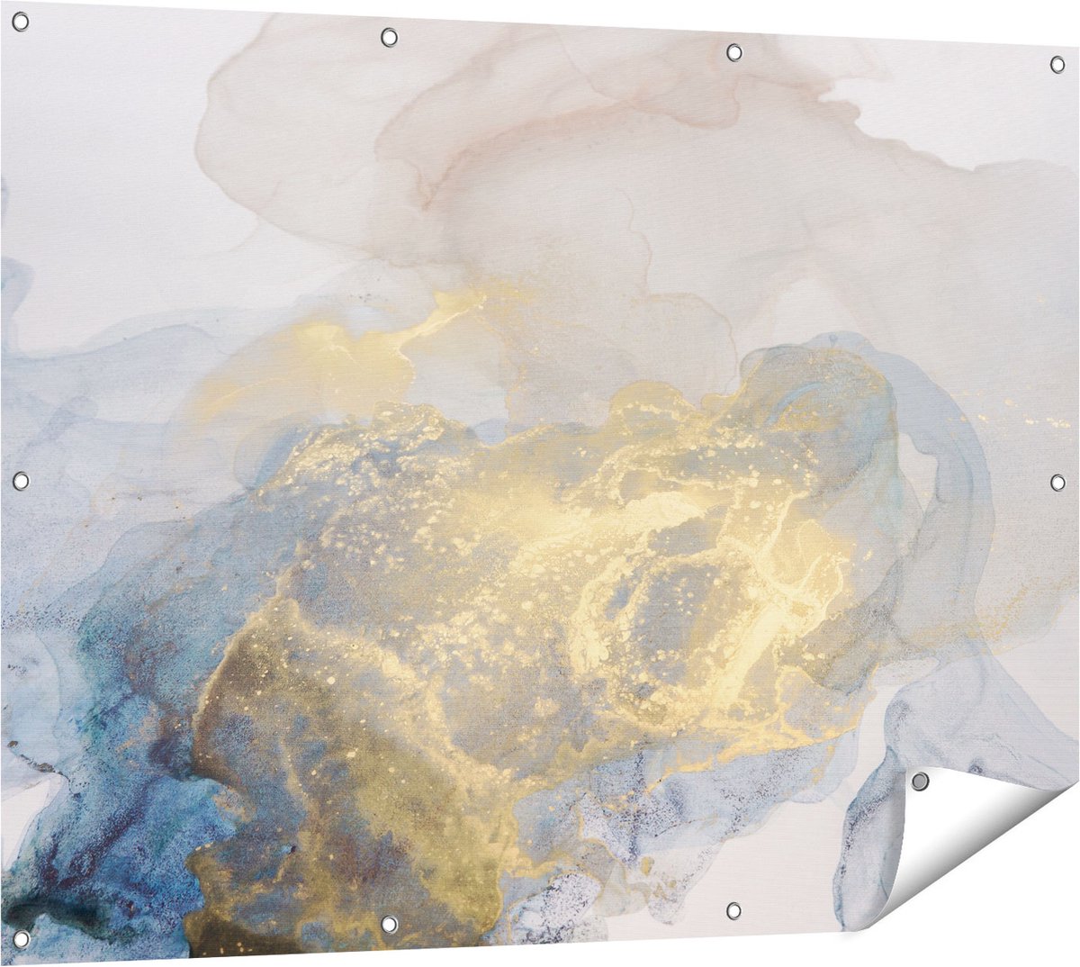 Gards Tuinposter Abstracte Kunst van Grijze Gouden Marmer - 120x90 cm - Tuindoek - Tuindecoratie - Wanddecoratie buiten - Tuinschilderij Multikleur