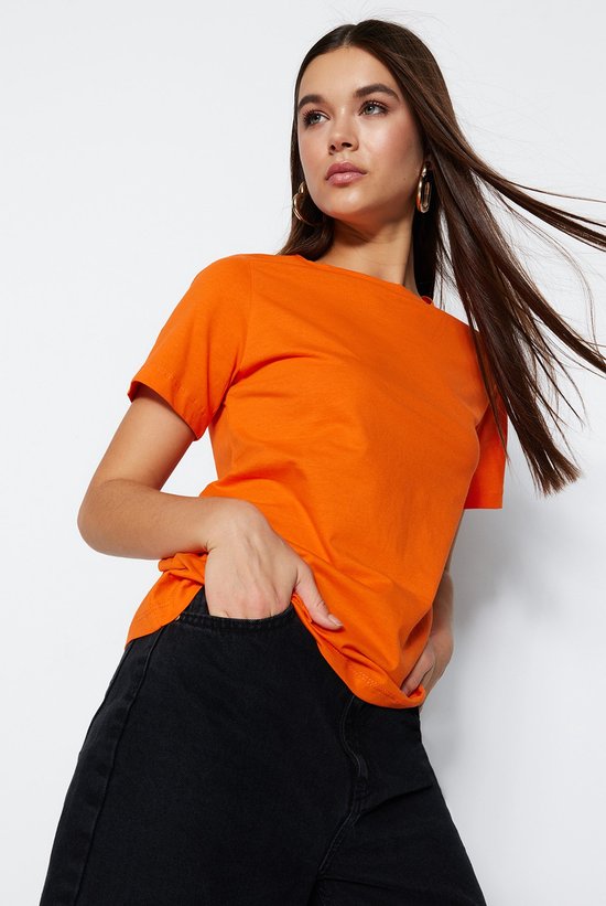 Trendyol TWOSS23TS00000 Volwassenen Vrouwen T-shirt - Oranje - L