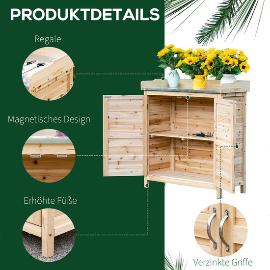 Outsunny Gartenschrank avec galvanisé Griffen und erhöhtem Edge 84B-629