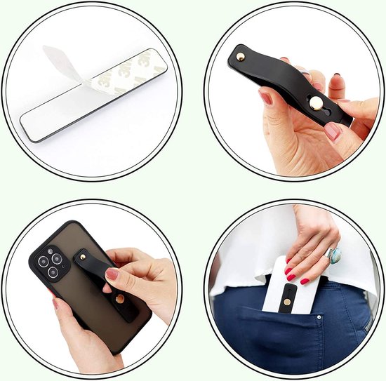 Support de téléphone adhésif I Bouton de téléphone I Anneau de maintien I Prise en main pour smartphone I Avec support pour smartphone I Zwart