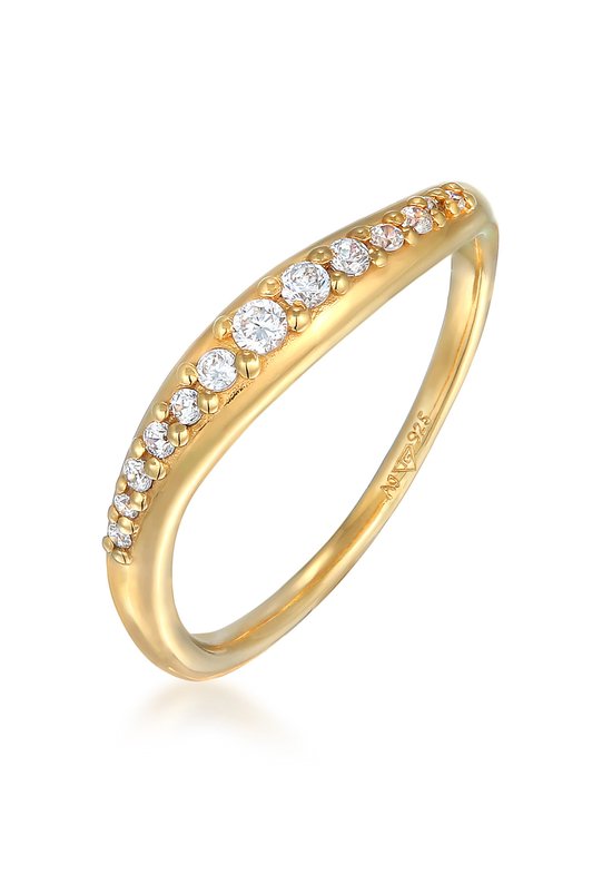Elli Ring Dames Stack Curved Elegant met zirkonia kristallen in 925 sterling zilver