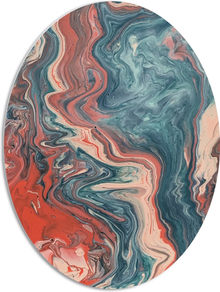 PVC Schuimplaat Ovaal - Mix van Roze en Blauwe Verf - 51x68 cm Foto op Ovaal (Met Ophangsysteem)