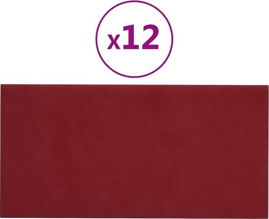 vidaXL-Wandpanelen-12-st-0,54-m²-30x15-cm-fluweel-wijnrood