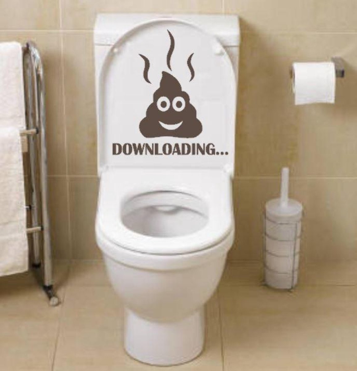 Sticker downloading drol toilet Donker Bruin | Rosami | bol.com