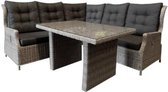 Ibiza hoek dining loungeset 4-delig verstelbaar grijs 120 cm tafel