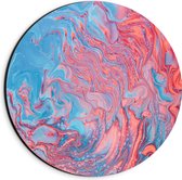 Dibond Muurcirkel - Vlekken in het Roze en Blauw - 20x20 cm Foto op Aluminium Muurcirkel (met ophangsysteem)