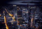 Fotobehang City Frankfurt Skyline Night Lights | DEUR - 211cm x 90cm | 130g/m2 Vlies