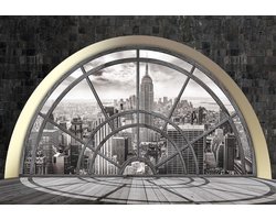 Fotobehang New York City Skyline Window | XL - 208cm x 146cm | 130g/m2 Vlies