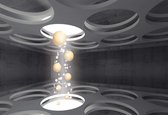 Fotobehang Spheres Floating Through Portals | XL - 208cm x 146cm | 130g/m2 Vlies