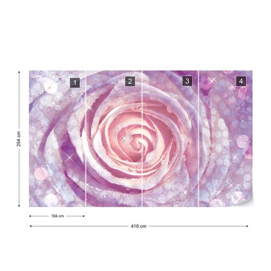 Papier peint Fleurs Rose Nature | XXXL - 416 cm x 254 cm | Polaire 130g / m2