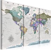 Schilderij -Wereldkaart , Bestemming van de Wereld , 3 luik