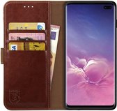 Rosso Element Book Case Wallet Hoesje Geschikt voor Samsung Galaxy S10 Plus | Portemonnee | 3 Pasjes | Magneetsluiting | Stand Functie | Bruin