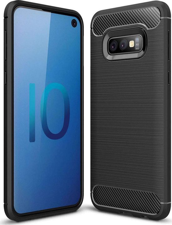 Geborsteld TPU Hoesje Zwart Geschikt voor Samsung Galaxy S10E