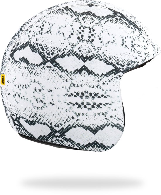 TOF SKIN - Snake White - losse Skin - LET OP: Past alleen op een TOF BASE HELM (Scooter helm - Brommer helm - Motor helm - Jethelm - Fashionhelm - Retro helm)