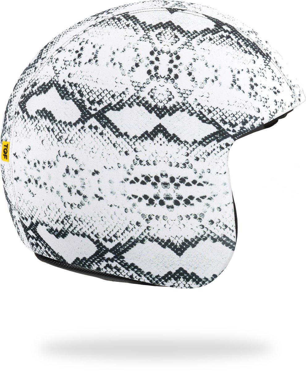 TOF SKIN - Snake White - losse Skin - LET OP: Past alleen op een TOF BASE HELM (Scooter helm - Brommer helm - Motor helm - Jethelm - Fashionhelm - Retro helm)