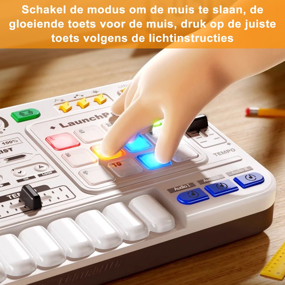 DJ-mixer voor kinderen van 3-10 jaar DJ-controller DJ-mixer Muziekinstrument met microfoon Meer daDJ Set Kinderen met Leerboekje - Oplaadbaar - Bluetooth - Microfoon - Speelgoed Muziekspeler - DJ Mixer Kids - Wit — afbeelding 7