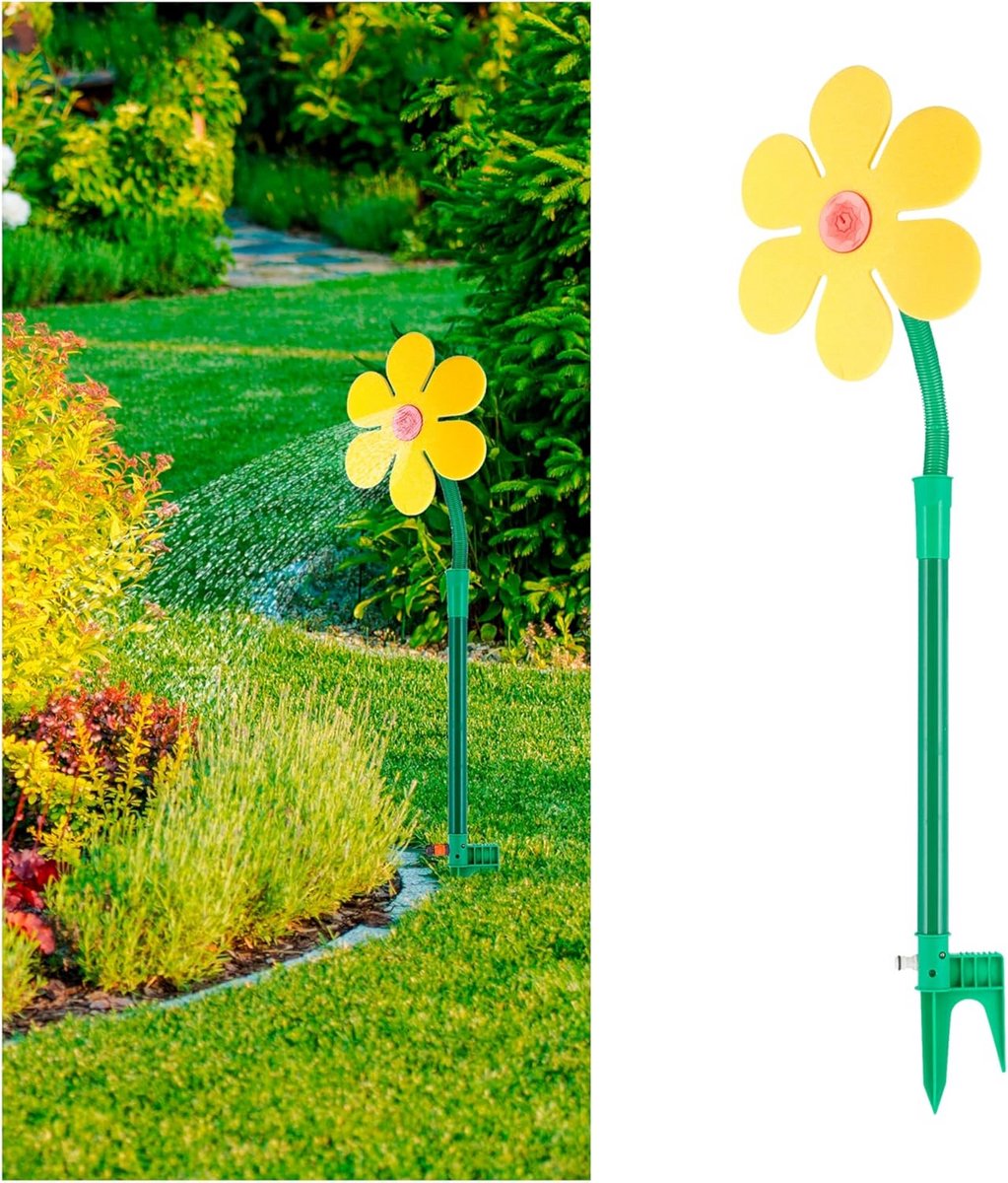 Speelse Tuinsproeier Bloem op Grondpen │ 105cm Hoge Waterfontein voor Tuin en Gazon