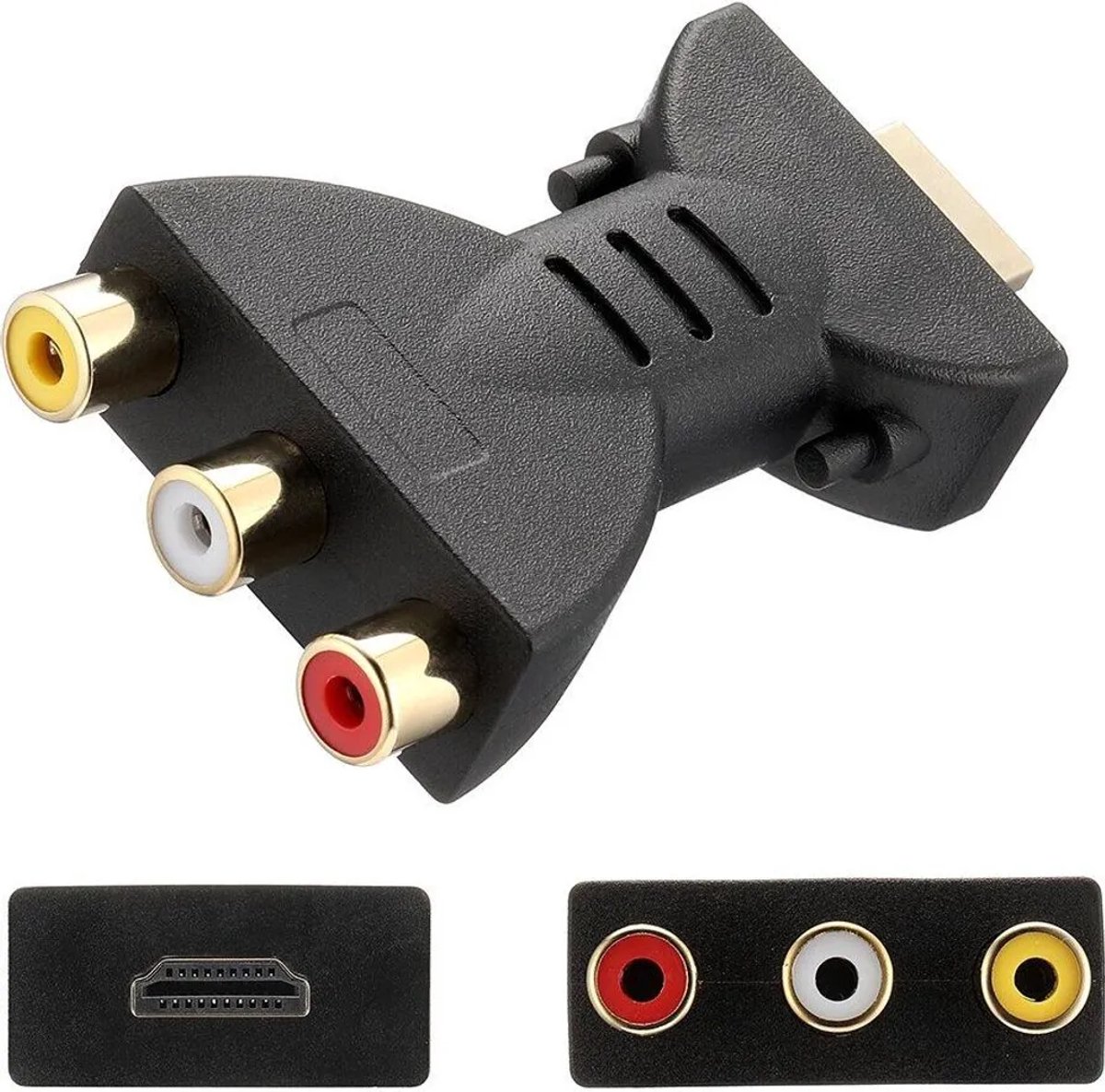 HDMI naar 3RCA tv-audio-adapter, geschikt voor tv's, monitoren en tablets.