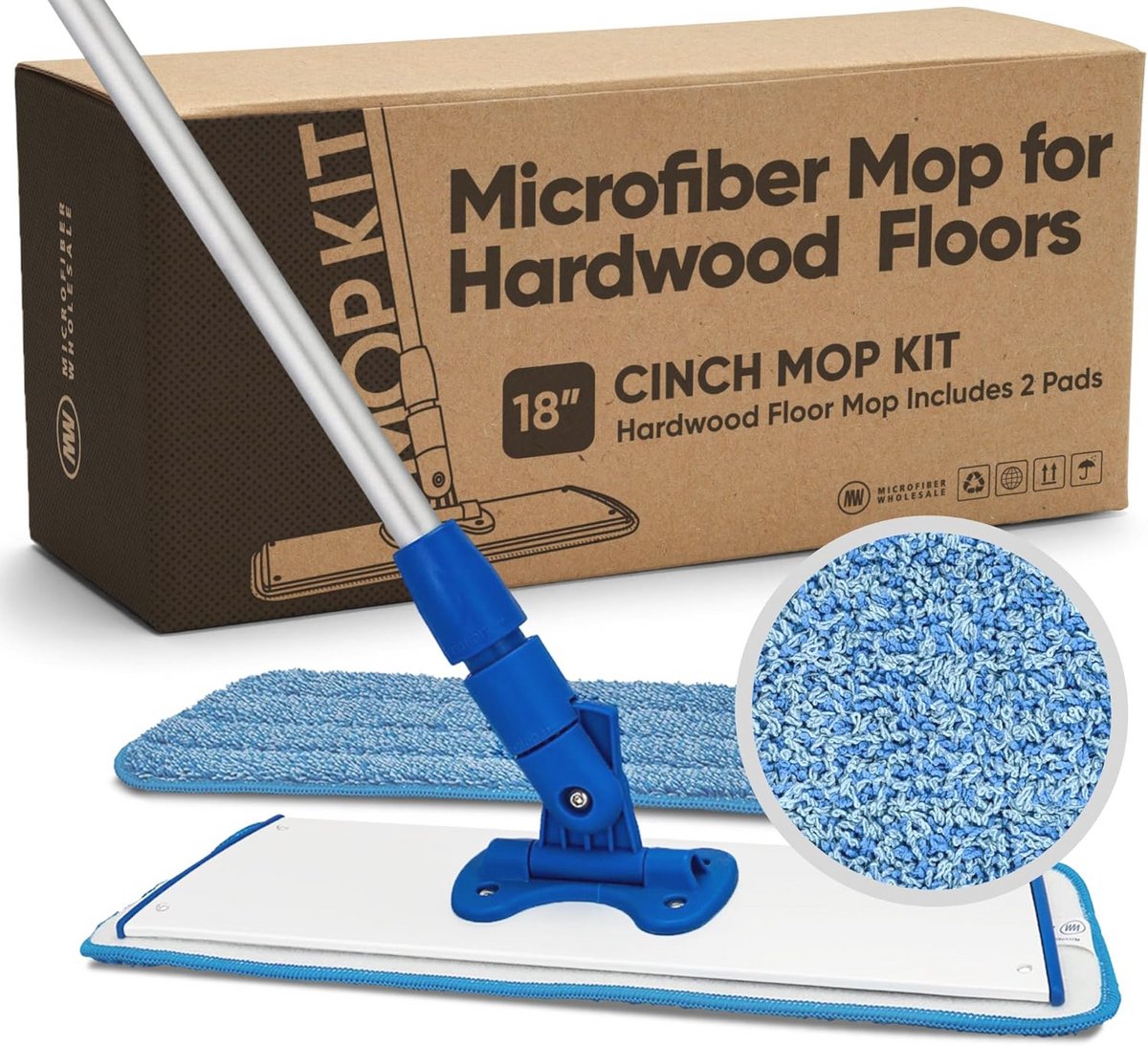 Microvezel Dweilmop voor Hardhouten Vloeren - Plat Dweilsysteem met Herbruikbare Pads