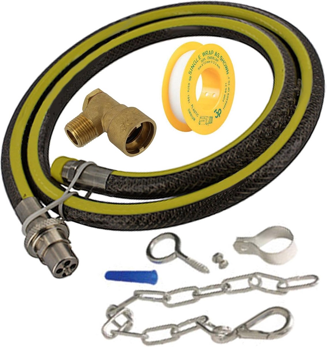 Universele Gasslang voor Oven en Fornuis met Bevestigingsmateriaal (2 meter, 1/2 inch)