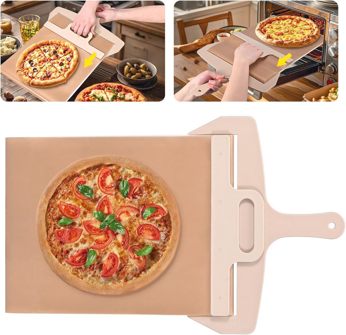 Multifunctionele Pizzaschuiver met Antiaanbaklaag en Handgreep - 58x30 cm