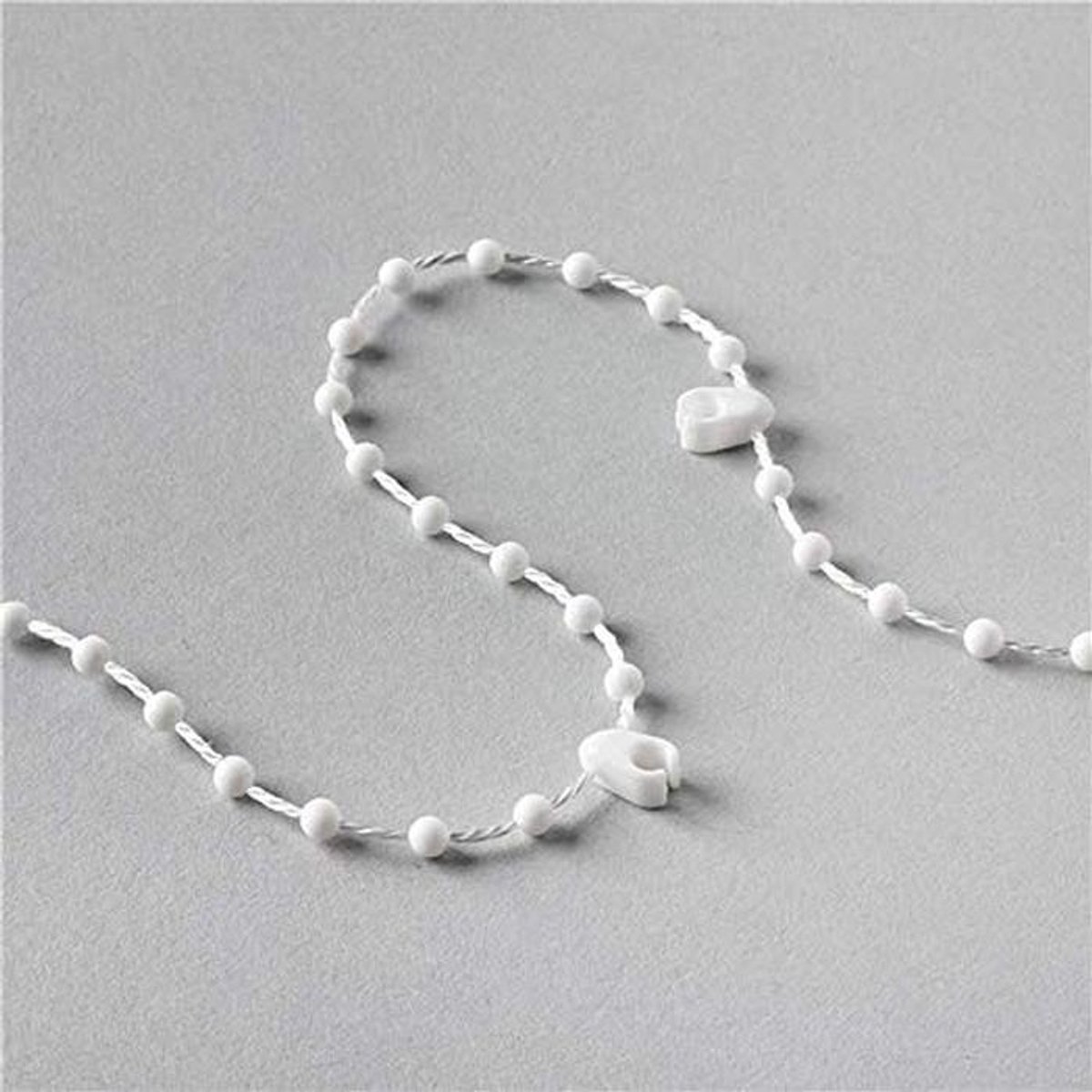 Verticale jaloezie ketting 12 m met 100 clips voor 127 mm lamellen - Wit kunststof